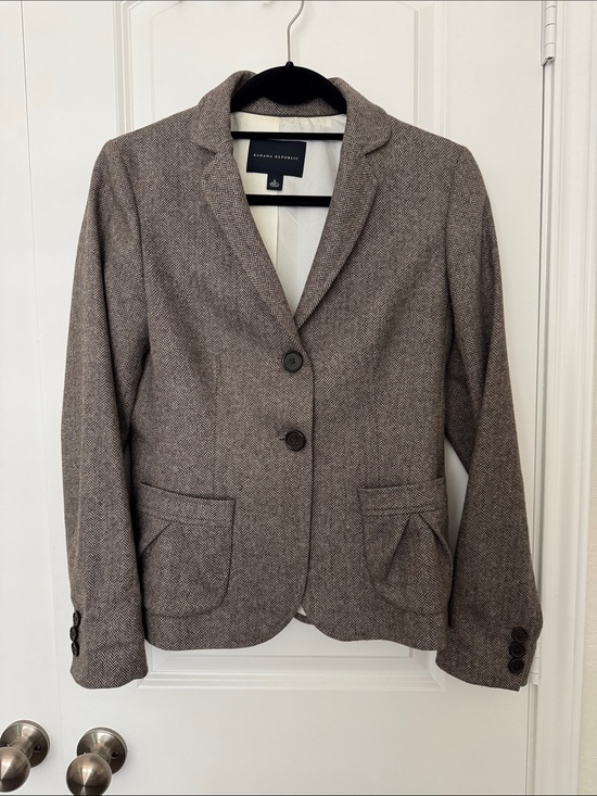 Banana Republic Jackets & Blazers - Banana Republic Women's Brown Wool Blend Herringbone Blazer